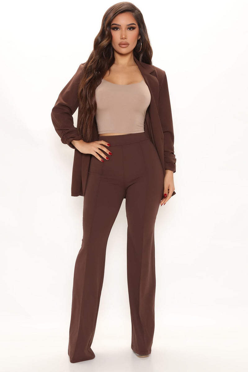 Victoria High Waisted Dress Pants - Chocolate