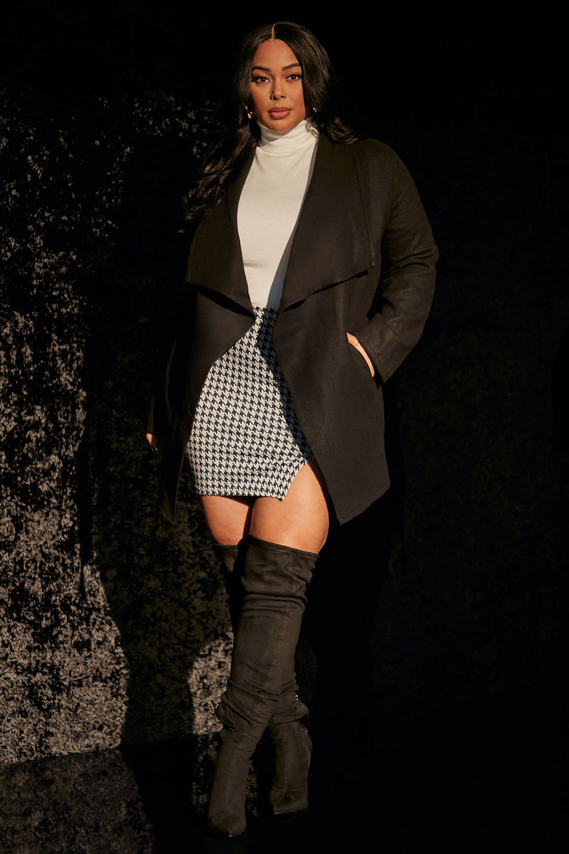 Flame In Your Heart Houndstooth Mini Skirt - Black/Grey
