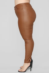 Double Dare Faux Leather Pants - Camel