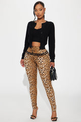 Samara Foldover Waistband Leopard Legging - Brown/combo