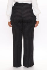 Victoria High Waisted Dress Pant Pinstripe - Black/White