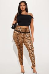 Samara Foldover Waistband Leopard Legging - Brown/combo