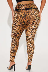 Samara Foldover Waistband Leopard Legging - Brown/combo