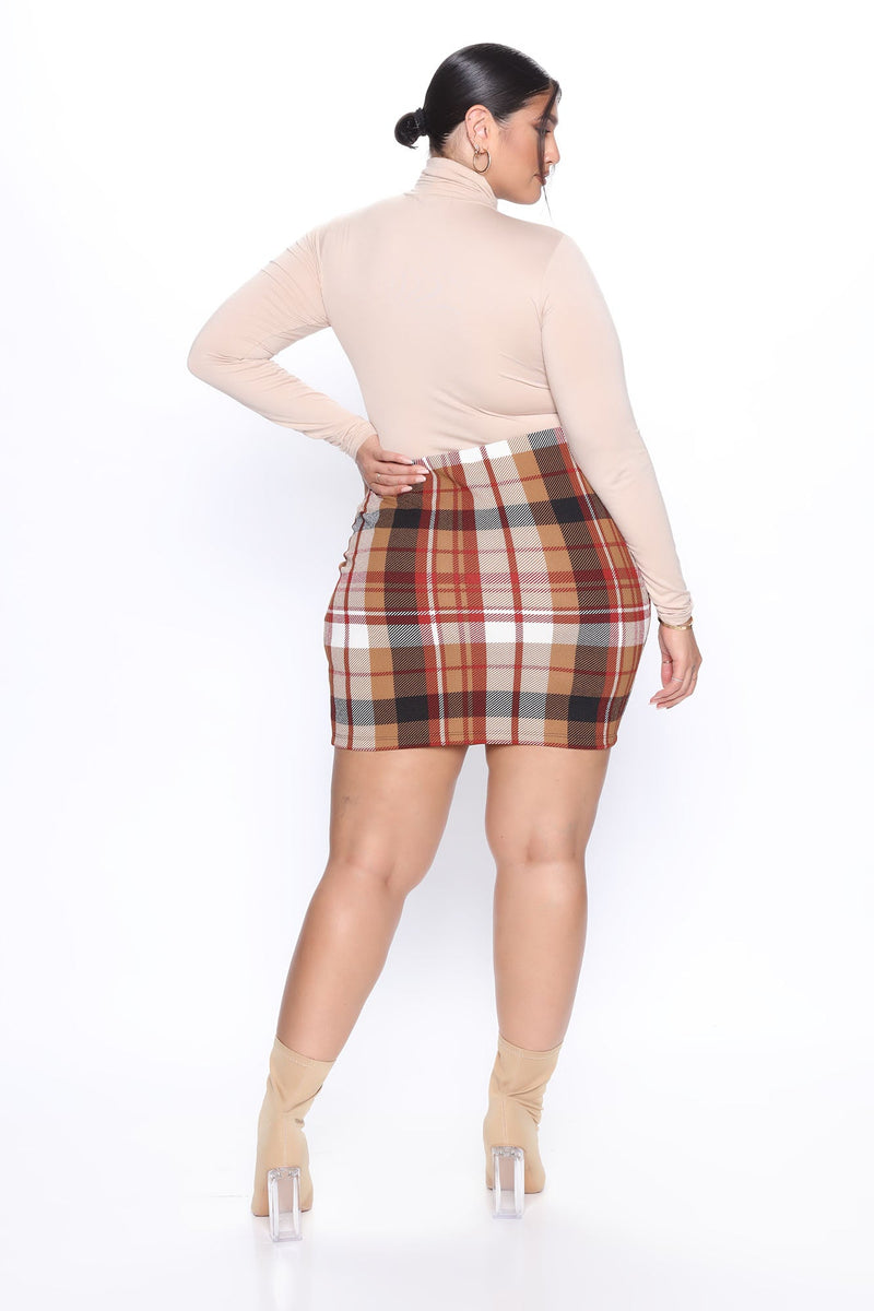 Jahia Plaid Mini Skirt - Brown/combo