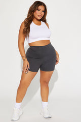 Abbey High Rise Biker Short - Charcoal