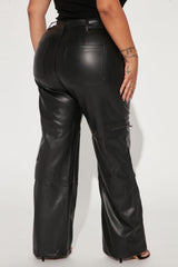 Studio City Straight Leg Faux Leather Pant - Black