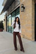 Tall Victoria High Waisted Dress Pants - Chocolate