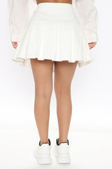 When Good Meets Bad Pleated Mini Skort - Cream