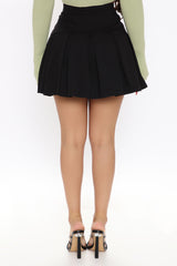 When Good Meets Bad Pleated Mini Skort - Black