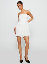Vista Amora Bubble Hem Mini Dress White