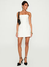Heaven Sent Strapless Mini Dress White