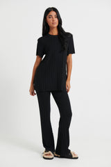 Leighton Ribbed Top Black