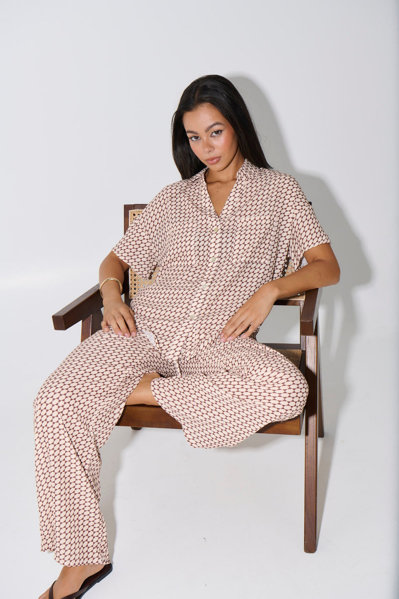 Riley Resort Pant Brown Print