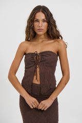 Summer Lace Top Chocolate - FINAL SALE