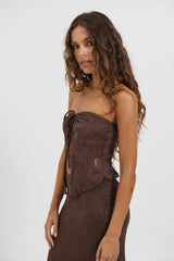 Summer Lace Top Chocolate - FINAL SALE