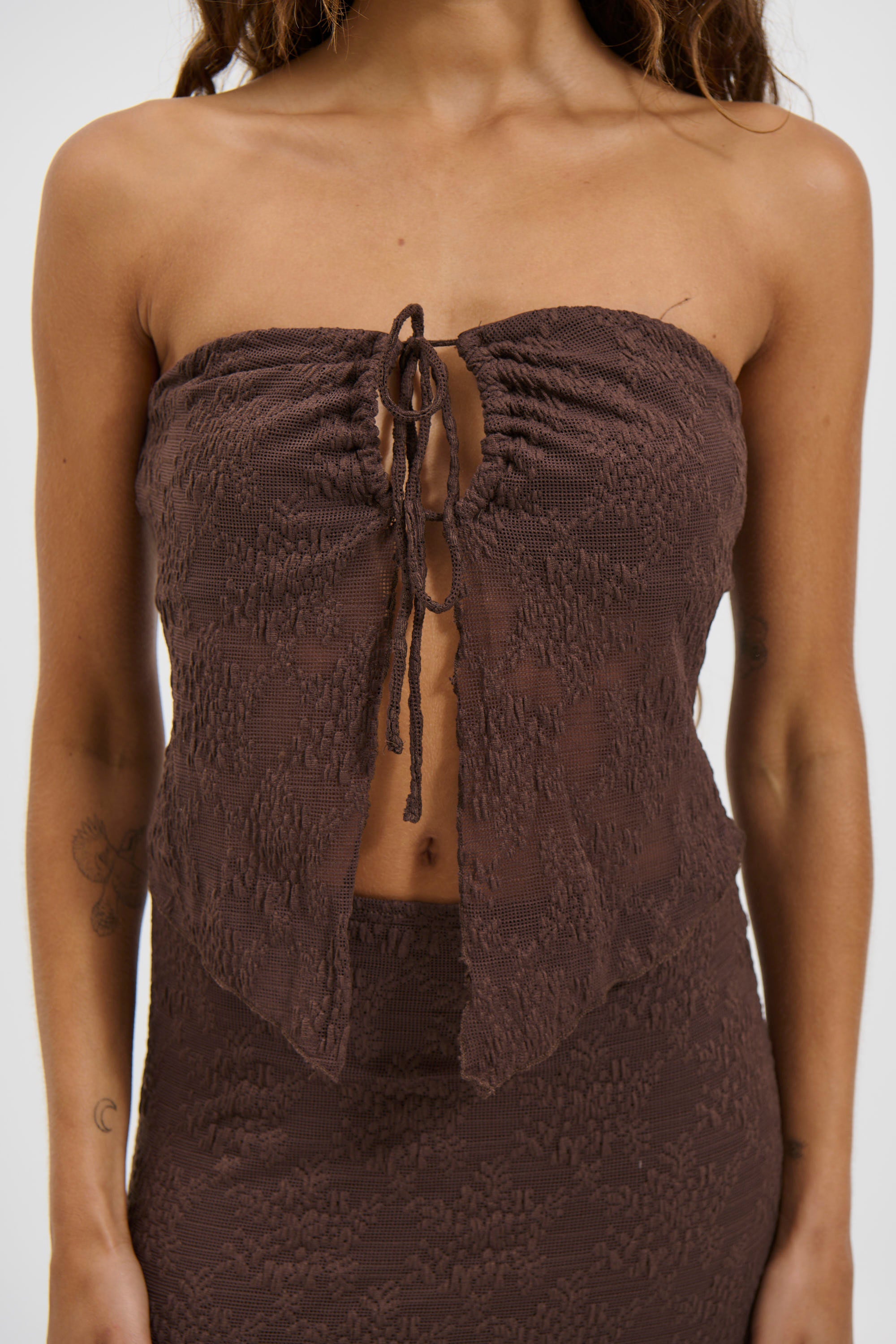 Summer Lace Top Chocolate - FINAL SALE