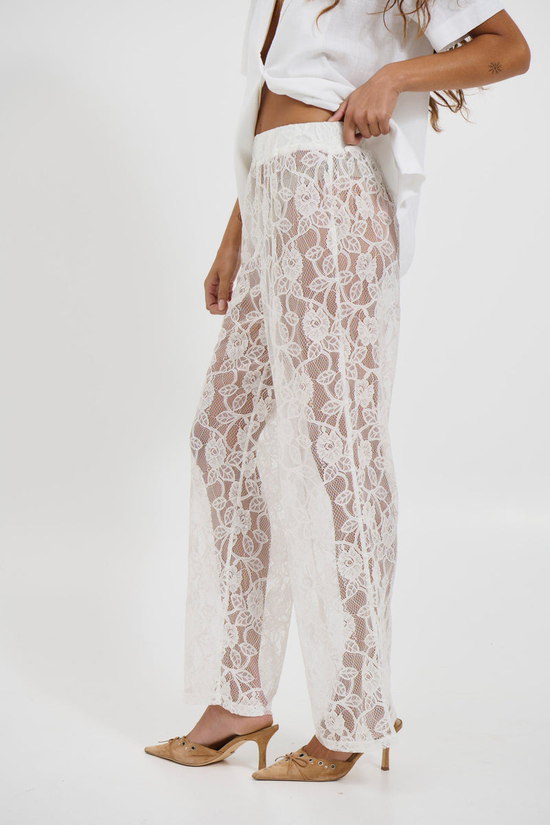 Tamika Lace Pant White
