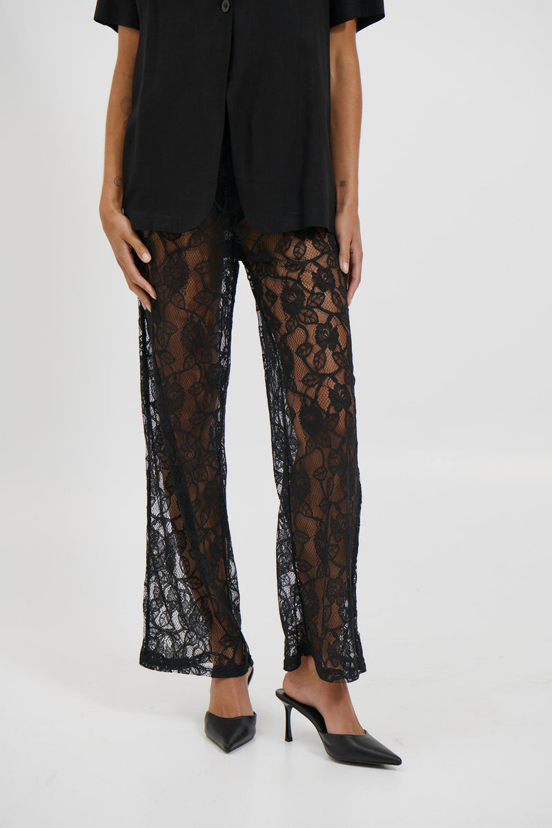 Tamika Lace Pant Black
