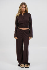 August Button Up Top Chocolate
