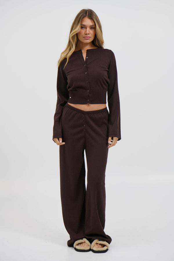August Button Up Top Chocolate