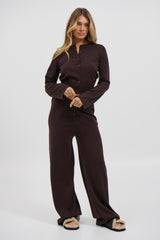 August Button Up Top Chocolate