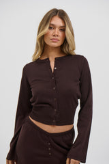 August Button Up Top Chocolate