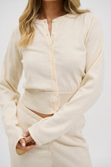 August Button Up Top Cream