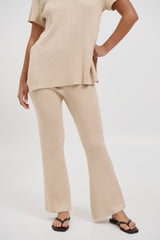 Leighton Ribbed Pant Almond