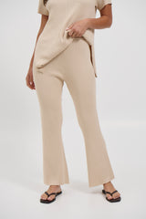 Leighton Ribbed Pant Almond