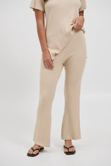 Leighton Ribbed Pant Almond