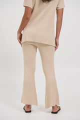 Leighton Ribbed Pant Almond