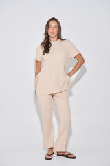 Leighton Ribbed Pant Almond