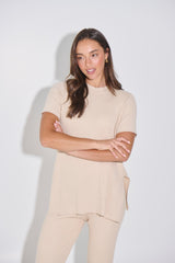 Leighton Ribbed Top Almond