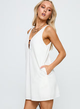 Keonie Keyhole Smock Mini Dress White