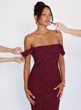 Azura Off The Shoulder Maxi Dress Burgundy
