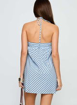 Moonlit Mini Dress Blue Stripe