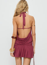 Lealeia Halter Slouch Mini Dress Plum