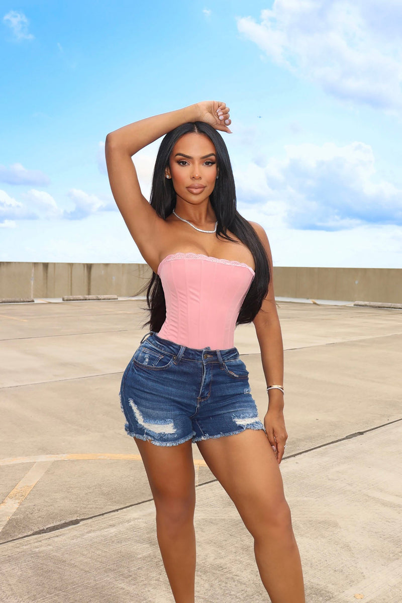 Another Day In Paradise High Rise Shorts - Dark Denim