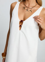 Keonie Keyhole Smock Mini Dress White