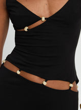 Allspice Beaded Maxi Dress Black