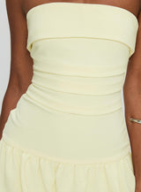 Mousse Strapless Mini Dress Lemon