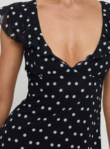 I Guess So Mini Dress Black Polka Dot Petite
