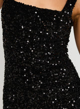 Miss Me Sequin Mini Dress Black