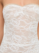 Hailees Lace Strapless Mini Dress White