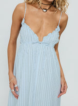 Avelyn Shirred Maxi Dress Blue Stripe