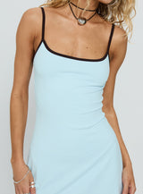 Distinguished Contrast Mini Dress Blue / Brown