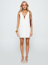 Keonie Keyhole Smock Mini Dress White