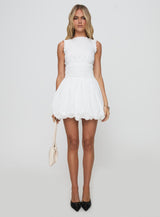Vittoria Bubble Hem Mini Dress White
