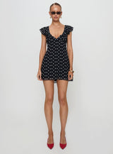 I Guess So Mini Dress Black Polka Dot Petite