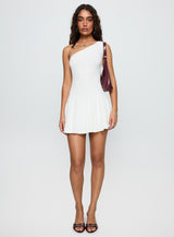 Writing Vows One Shoulder Mini Dress White